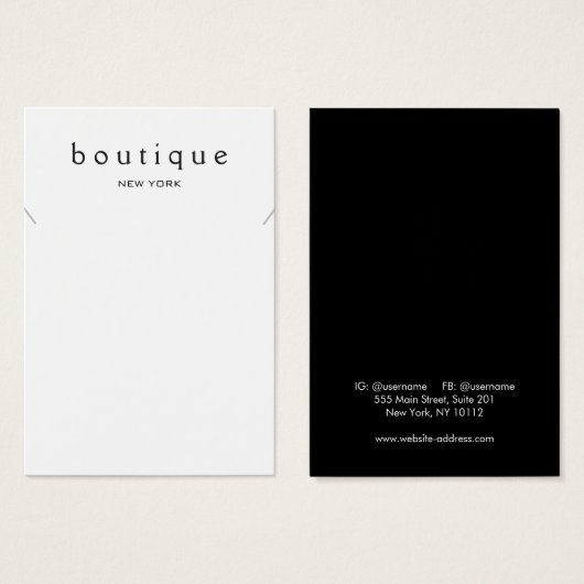 Simple White Ketting Bracelet Display Card Visitekaartje (Voorkant /achterkant)