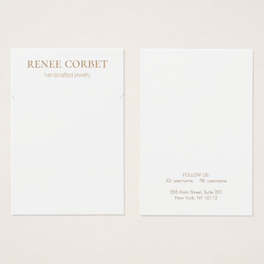 Simple White Ketting Display Kaart (Voorkant /achterkant)