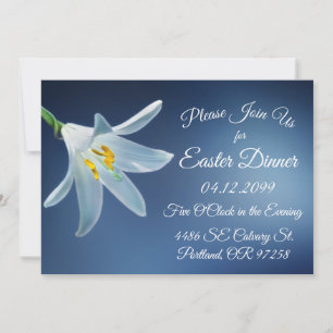 Simple White Lilly Easter Dinner Invitations Kaart