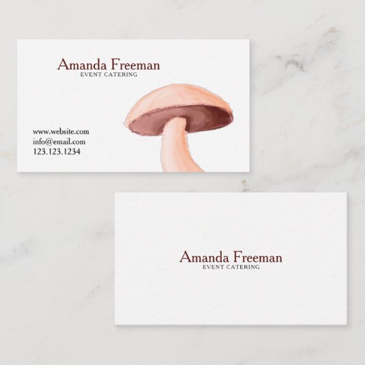 Simple White & Maroon Event Catering Mushroom Visitekaartje (Voorkant / Achterkant)