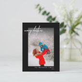 Simple White Merry-kerstfoto Black Briefkaart (Staand voorkant)