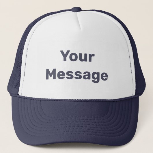 Simple White met Navy Blue Text Sjabloon Trucker Pet (Voorkant)