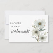 Simple white mint green spring floral Bridesmaid Kaart (Voorkant)