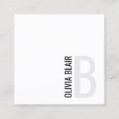 Simple White Modern Minimalist Monogram Vierkante Visitekaartje (Voorkant)