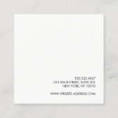 Simple White Modern Minimalist Monogram Vierkante Visitekaartje (Achterkant)