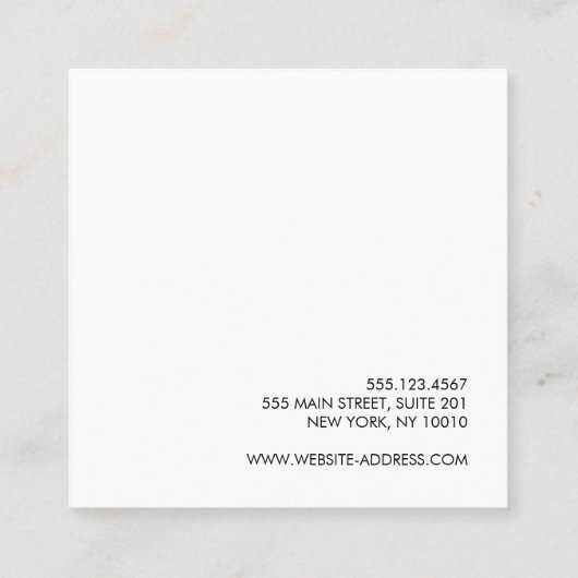 Simple White Modern Minimalist Monogram Vierkante Visitekaartje (Achterkant)