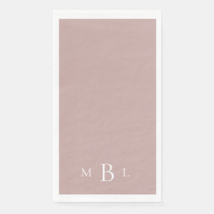 Simple White Monogram Dusty Roos Wedding Servet