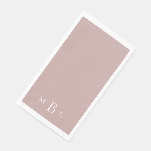 Simple White Monogram Dusty Roos Wedding Servet (Hoek)
