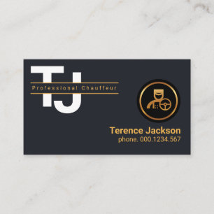 Simple White Monogram Letters Gold Chauffeur Visitekaartje
