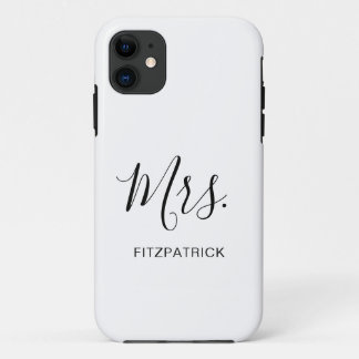 Simple White Mrs Last Name Pas getrouwd Bride Wedd Case-Mate iPhone Case