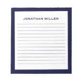 Simple White Navy Typographic Name Lined Notitieblok (Voorkant)