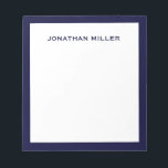 Simple White Navy Typographic Notitieblok<br><div class="desc">Een professioneel notitieblok met een minimalistisch ontwerp in blauw en wit marineschip. De monogram van de douane op een eenvoudige witte achtergrond,  die door een marine grens wordt gevormd. Pas het gebruiken van de verstrekte gebieden aan of gebruik de "bericht"knoop om de ontwerper voor hulp te contacteren.</div>