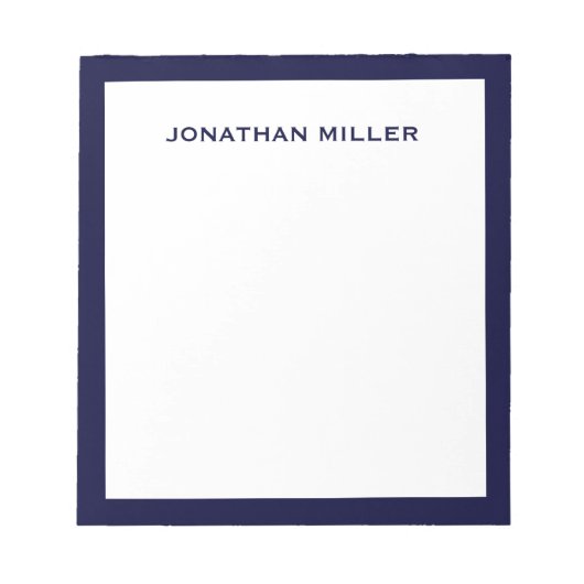 Simple White Navy Typographic Notitieblok (Voorkant)