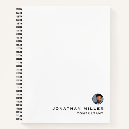 Simple White Professional Bio-foto Notitieboek (Voorkant)