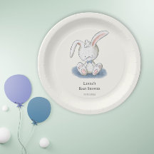 Simple White Rabbit Blue Stropdas Baby shower