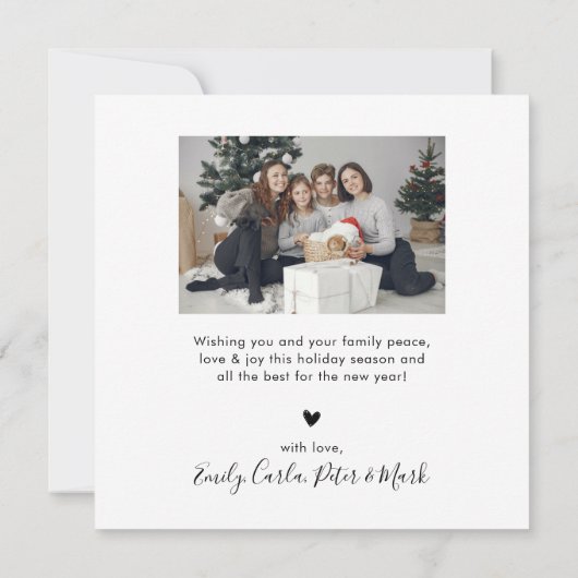 Simple White Red 4 Photo Collage Happy Feestdagenkaart (Achterkant)