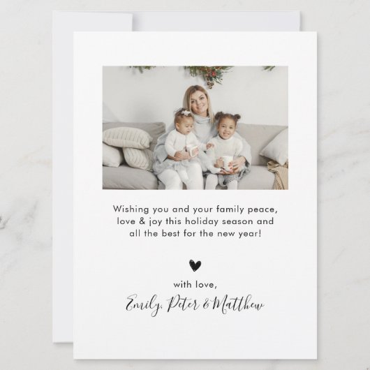 Simple White Red 5 Photo Collage Kerstmis Feestdagenkaart (Achterkant)