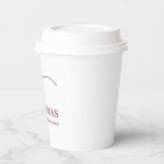 Simple white red modern Merry Christmas Papieren Bekers (Links)