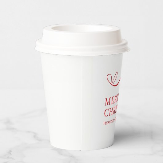 Simple white red modern Merry Christmas Papieren Bekers (Rechts)