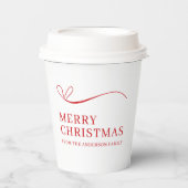 Simple white red modern Merry Christmas Papieren Bekers (Voorkant)