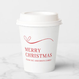 Simple white red modern Merry Christmas Papieren Bekers