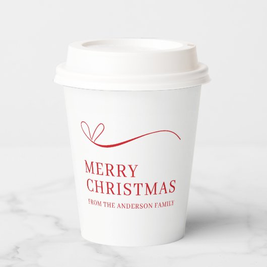 Simple white red modern Merry Christmas Papieren Bekers (Voorkant)
