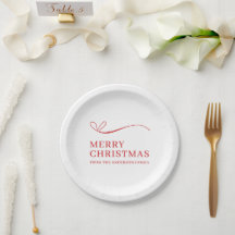 Simple white red modern Merry Christmas