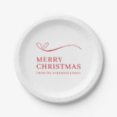 Simple white red modern Merry Christmas Papieren Bordje (Voorkant)