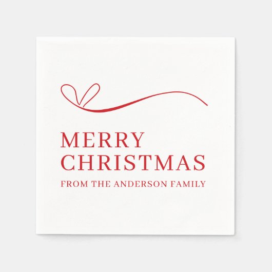 Simple white red modern Merry Christmas Servet (Voorkant)