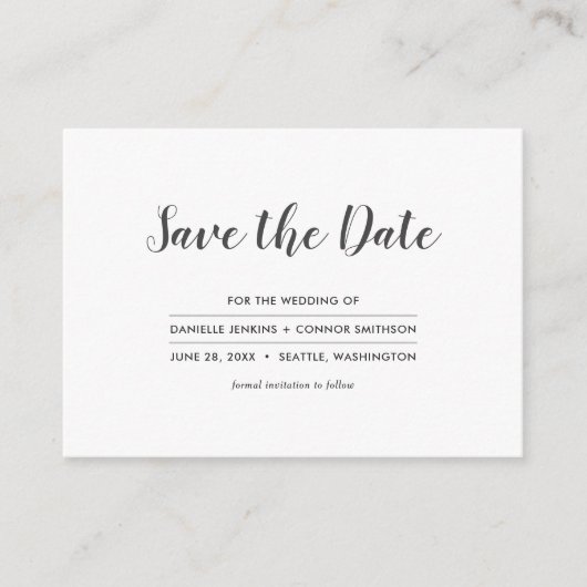 Simple White Save the Date with Wedding Website Informatiekaartje (Voorkant)