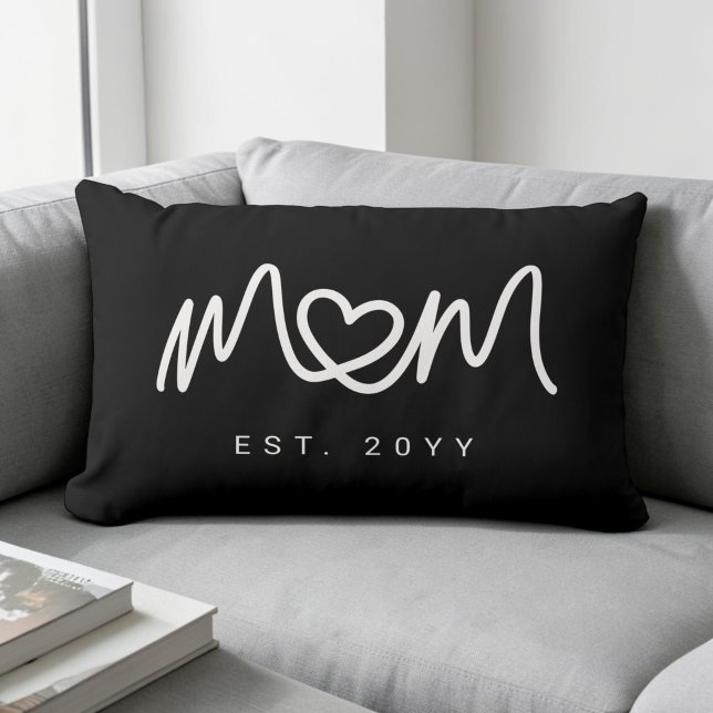 Simple White Script Unique Heart Mom Established Kussen (Simple White Script Unique Heart Mom Established Lumbar Pillow)
