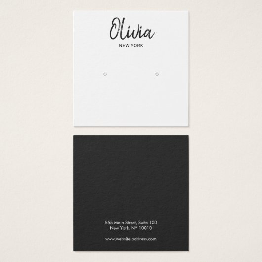 Simple White Square Stud Earring Display Kaart (Voorkant /achterkant)