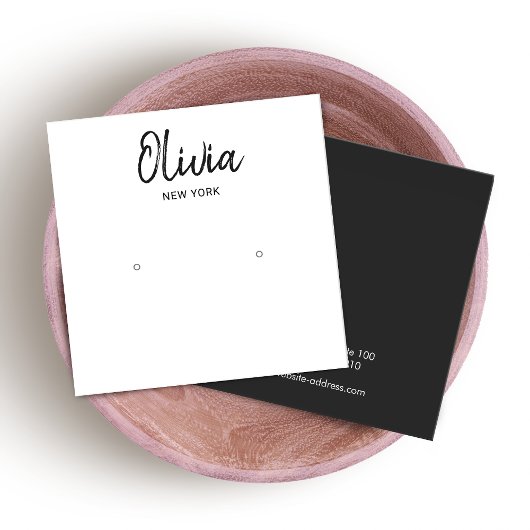 Simple White Square Stud Earring Display Kaart