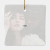 Simple White Squared Love Engaged Weddenfoto Keramisch Ornament (Achterkant)