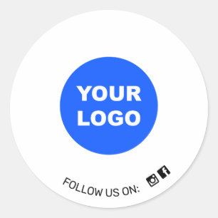 Simple White Voeg je Logo social media icoon toe Ronde Sticker