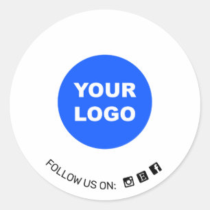 Simple White Voeg je Logo social media icoon toe Ronde Sticker