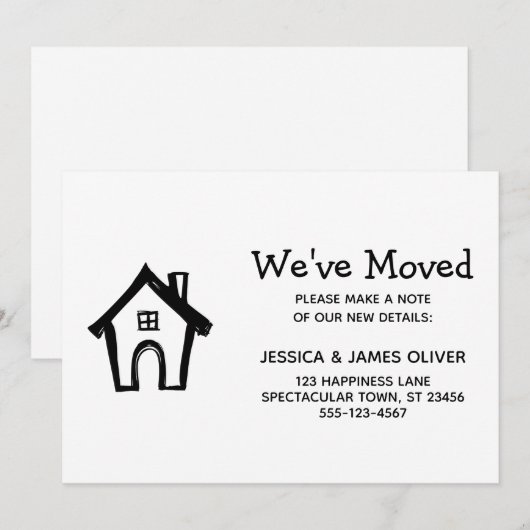Simple White "We hebben verhuisd" Kaart met Little (Voorkant / Achterkant)