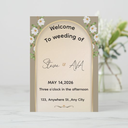 Simple White Wedding Invitation Kaart (Staand voorkant)
