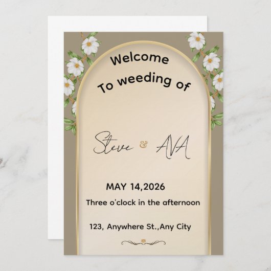 Simple White Wedding Invitation Kaart (Voorkant / Achterkant)
