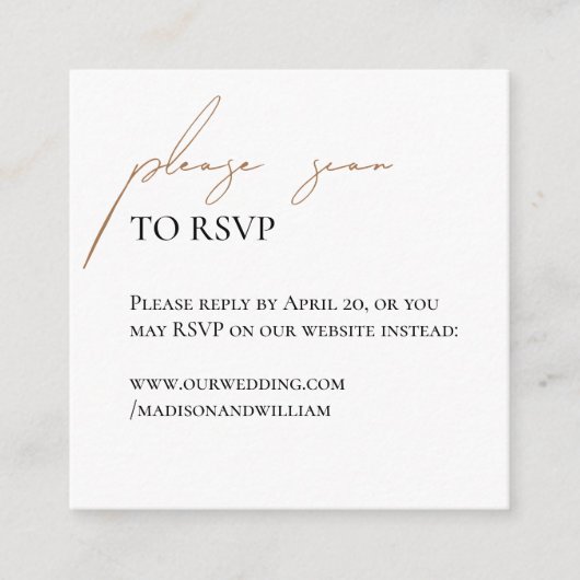 Simple White Wedding QR Rsvp Enclosure Kaart (Voorkant)