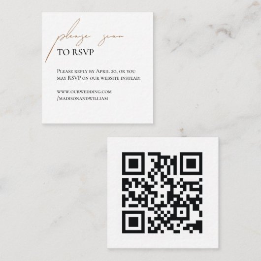 Simple White Wedding QR Rsvp Enclosure Kaart (Voorkant / Achterkant)