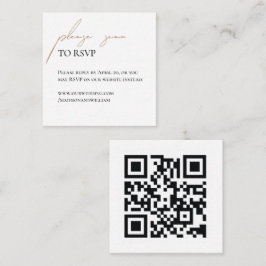 Simple White Wedding QR Rsvp Enclosure Kaart