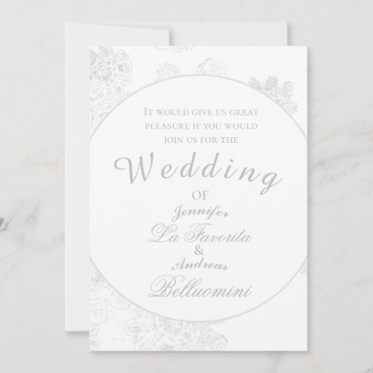 Simple White Winter Floral Wedding Invite Kaart (Voorkant)