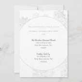 Simple White Winter Floral Wedding Invite Kaart (Achterkant)