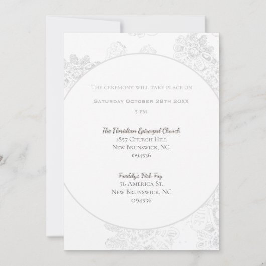 Simple White Winter Floral Wedding Invite Kaart (Achterkant)