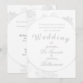 Simple White Winter Floral Wedding Invite Kaart (Voorkant / Achterkant)