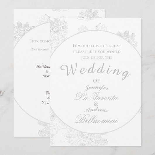 Simple White Winter Floral Wedding Invite Kaart (Voorkant / Achterkant)