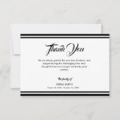 Simple White with Black Lines Funeral Bedankkaart (Voorkant)