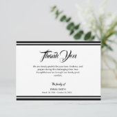 Simple White with Black Lines Funeral Bedankkaart (Staand voorkant)
