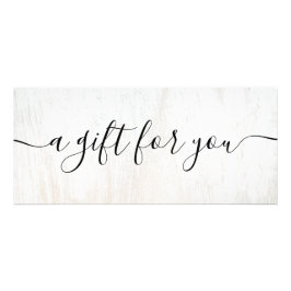 Simple White Wood Script Cadeaubon Reclamekaart